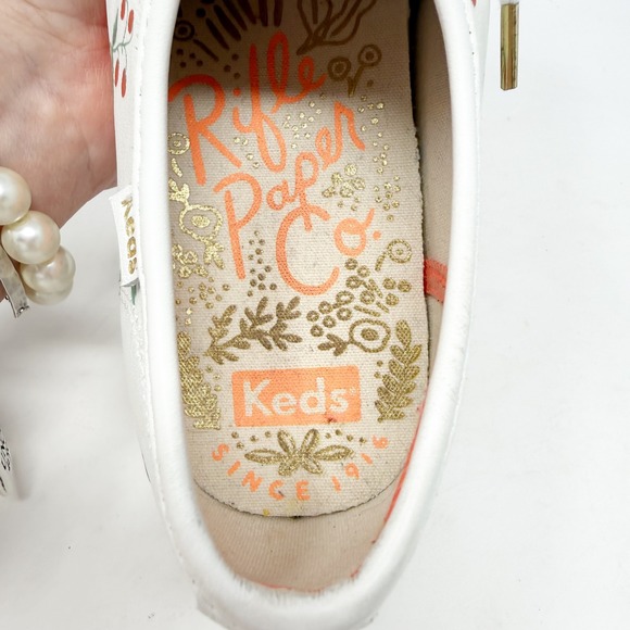 Keds x Rifle Paper Kickstart Leather Sneakers Strawberry Design 9.5 - Picture 7 of 11